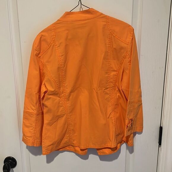 Chico's Bright Orange Utility Jacket Zip front with pockets - Picture 4 of 6
